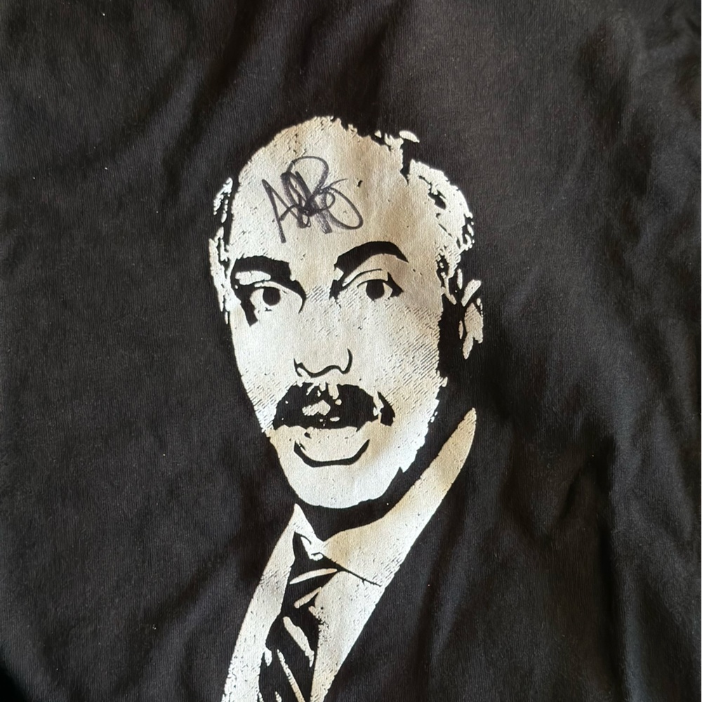 Autographed Adam Ray as Dr Phil Black Graphic T-Shirt with Portrait Design unise